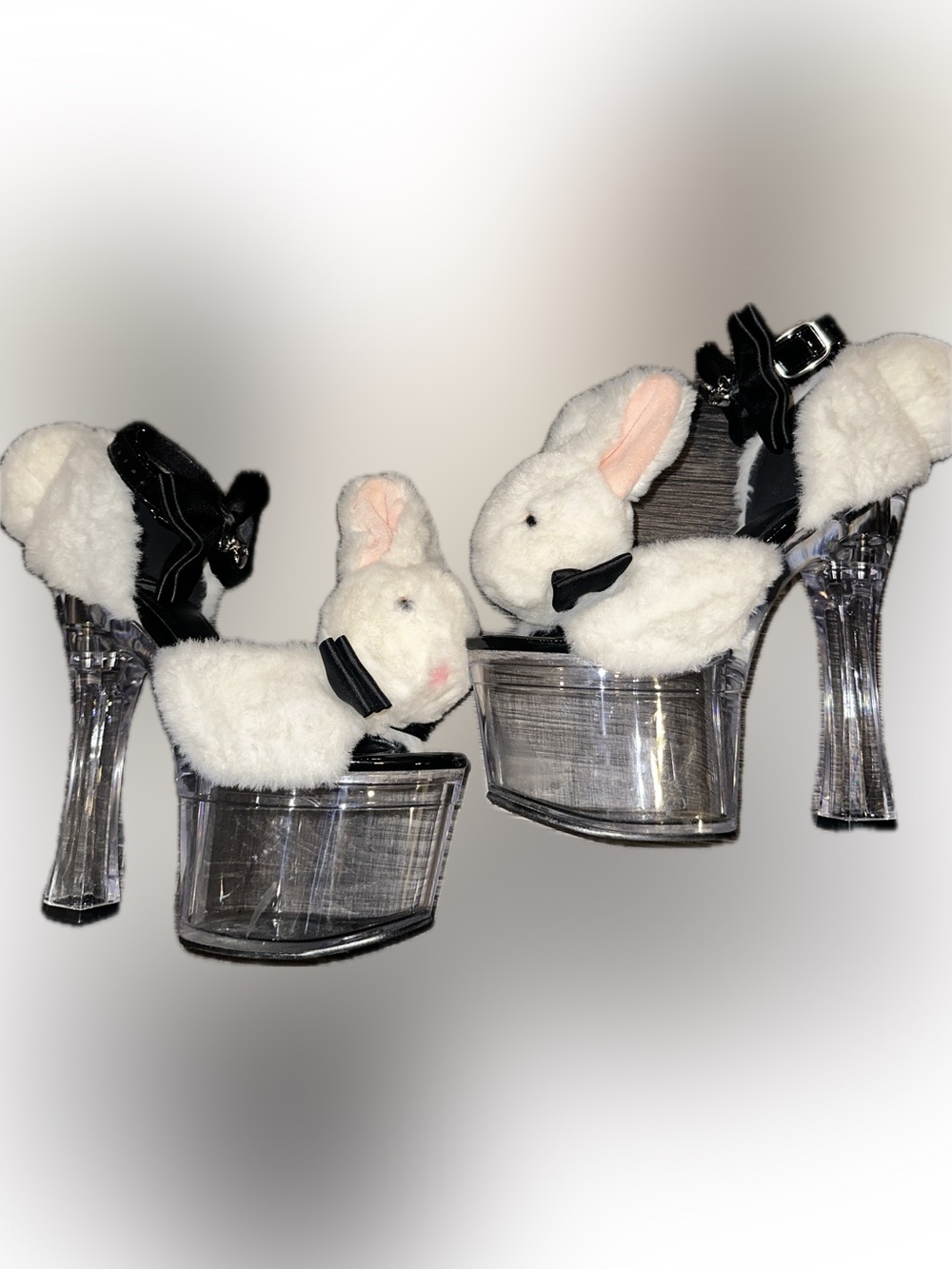 Dollskill x Playboy White fluffy bunny heels